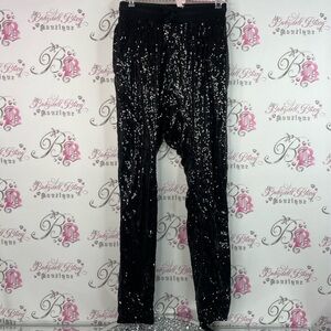 24hrs pants sparkly shimmer sequins embroidered shiny Black Sequin Pants